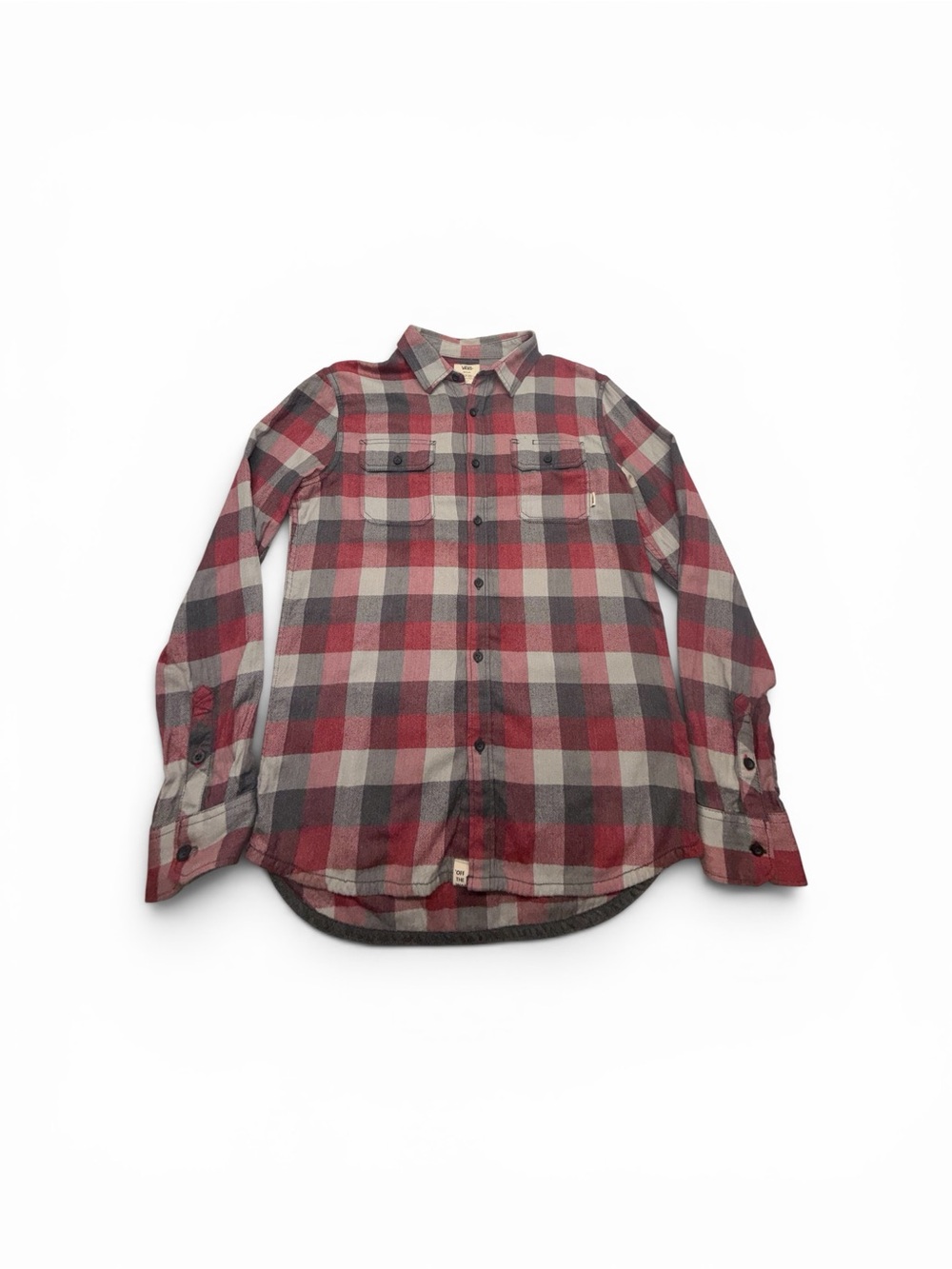 Vans Off The Wall Plaid Flannel Button Up Shirt Men’s Medium Red Gray